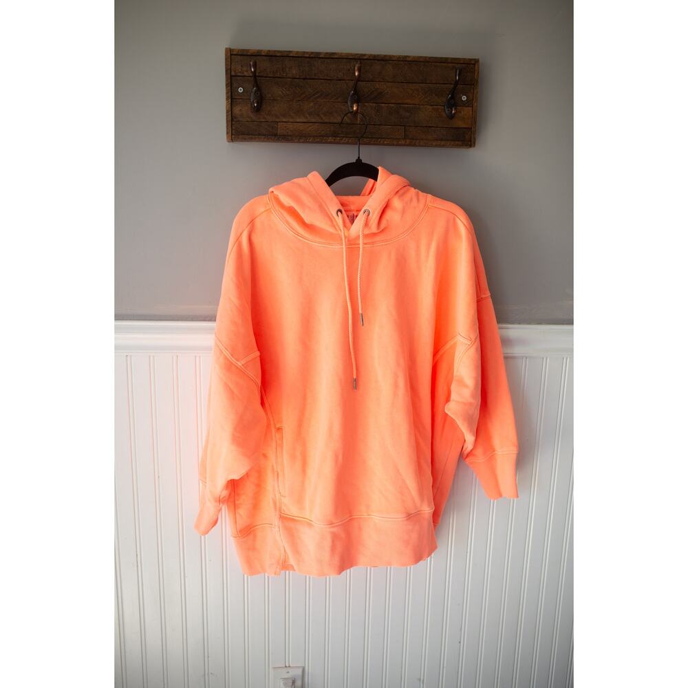 Free People Movement Sprint To The Finish Hoodie Neon Coral Sweatshirt Medium - Picture 2 of 4